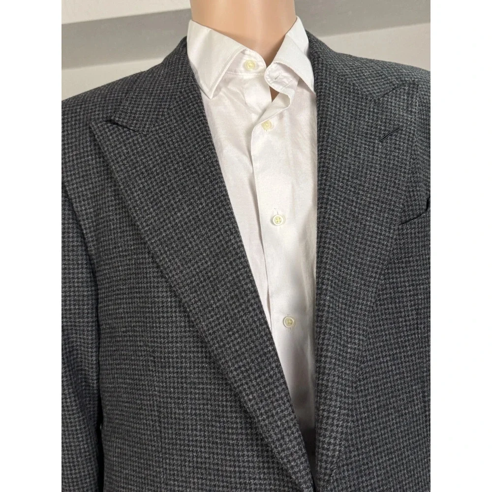Tom Ford Gray Houndstooth Tweed Peak Lapel Blazer Sportcoat 54 44R Windsor